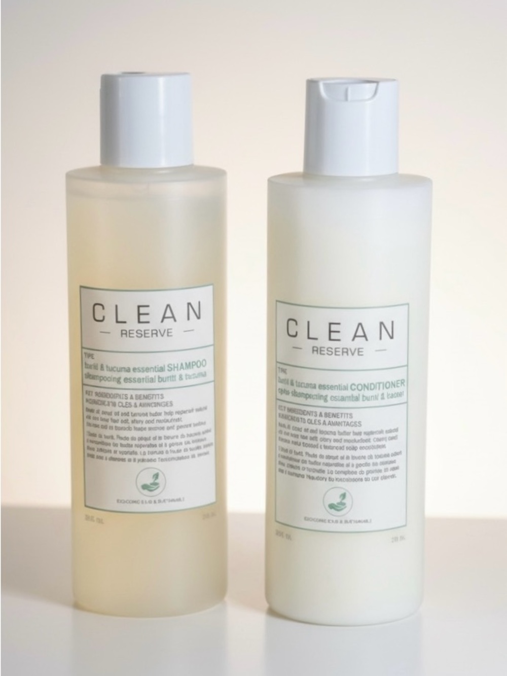Clean Reserve Buriti Tucuma Shampoo Conditioner Set 10oz Hydrating Hair Care Duo